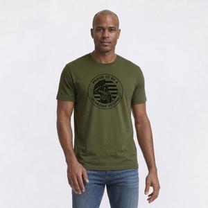 Mens Proud To Salute Short Sleeve USA Tee - Military Green